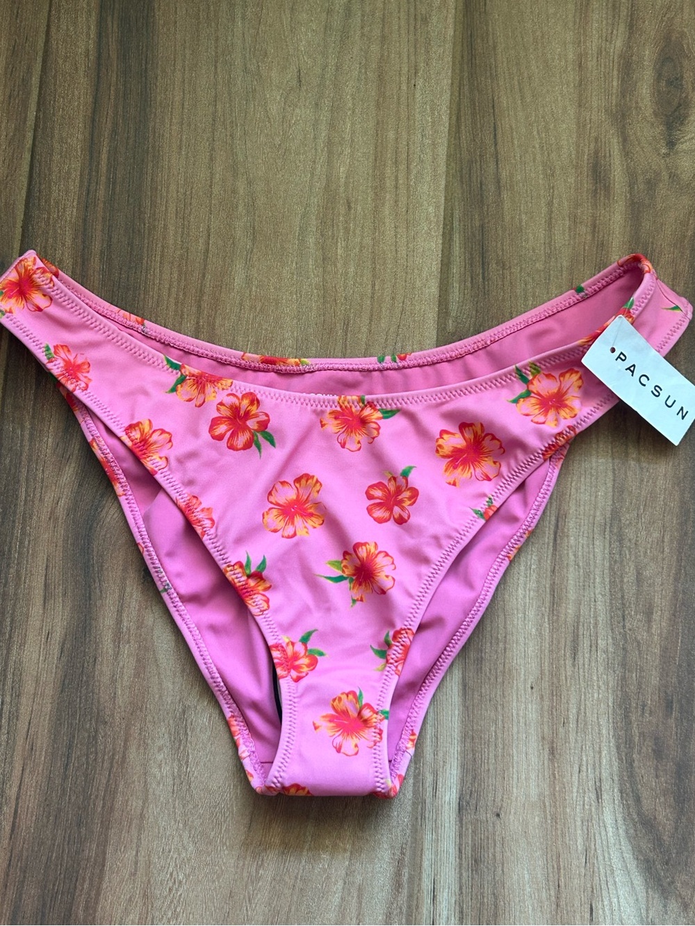 Pacsun Eco Fuchsia Pink Floral Erica High Cut Bikini Bottom Size L NWT